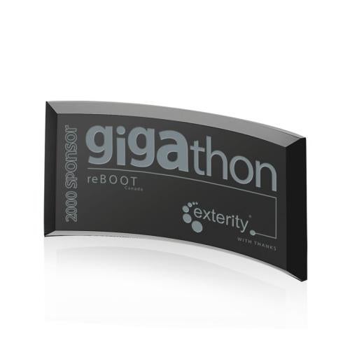 Awards and Plaques - Glass Trophies - Crescent Grey Crescent Glass Trophy