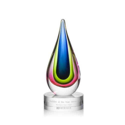 Awards and Plaques - Glass Trophies - Art Glass Trophies - Arteaga Tear Drop Glass Trophy