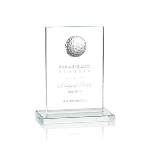 Awards and Plaques - Crystal Trophies - Carson Golf Clear Rectangle Crystal Trophy