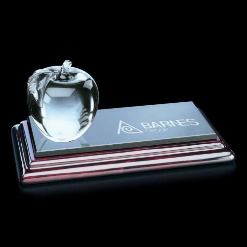 Awards and Plaques - Glass Trophies - Apple Apples on Posey Base Glass Trophy