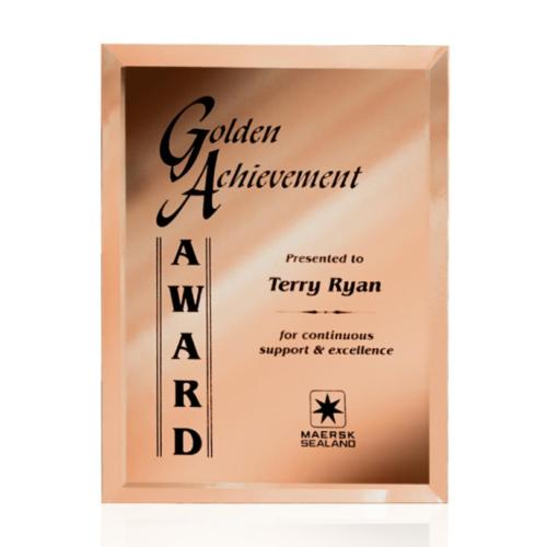 Awards and Plaques - Glass Trophies - Glass Plaques - Mirror Plaque - Gold