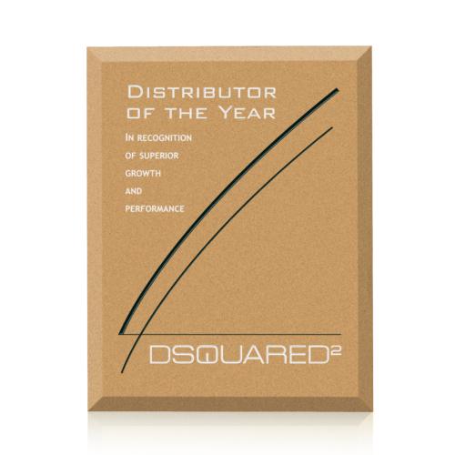 Awards and Plaques - Glass Trophies - Glass Plaques - Redmond Plaque - Gold