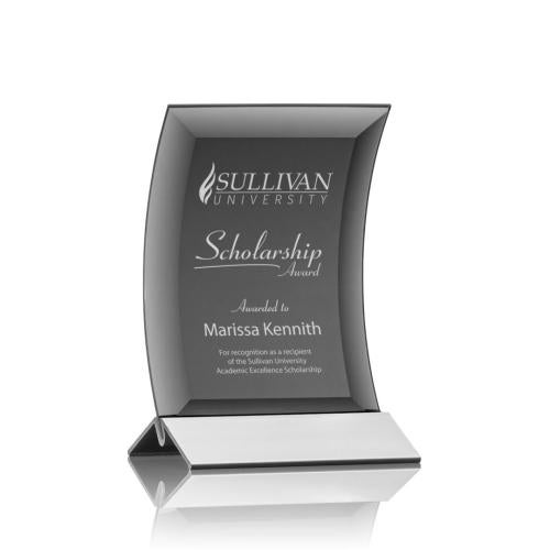 Awards and Plaques - Crystal Trophies - Zavala Black/Silver Crescent Crystal Trophy