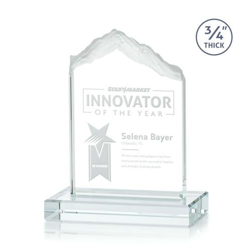 Awards and Plaques - Glass Trophies - Lowery Jade Peaks Glass Trophy