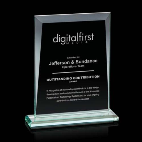 Awards and Plaques - Glass Trophies - Prieto Jade Rectangle Glass Trophy
