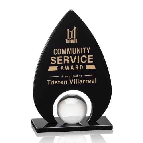 Awards and Plaques - Crystal Trophies - Larsen Black Tear Drop Crystal Trophy