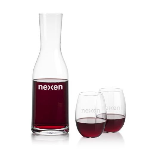 Custom Barware Glasses - Carafes - Dennis Carafe & Randolph Stemless Wine