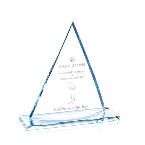 Awards and Plaques - Crystal Trophies - Curved Bloom Starfire Pyramid Crystal Trophy