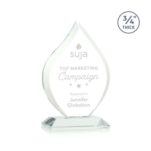 Awards and Plaques - Glass Trophies - Cavazos Jade Flame Glass Trophy