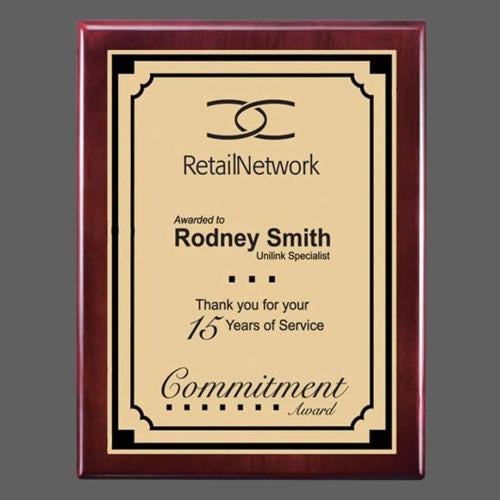Awards and Plaques - Wall Plaque Awards - Sloan Meredith Plaque - Rosewood/Satin Gold