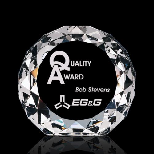 Awards and Plaques - Crystal Trophies - Diamond Cut Circle Crystal Trophy