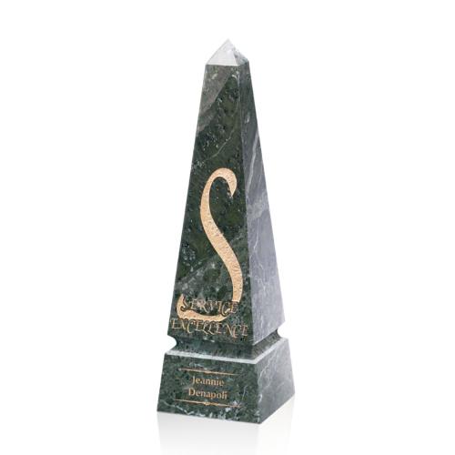 Awards and Plaques - Groove Marble Green Obelisk Stone Trophy