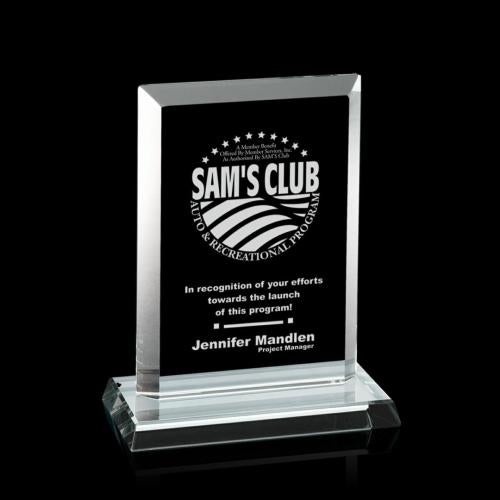Awards and Plaques - Crystal Trophies - Rosas Starfire Rectangle Crystal Trophy