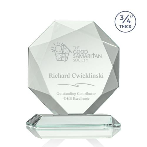 Awards and Plaques - Glass Trophies - Gregory Jade Polygon Glass Trophy