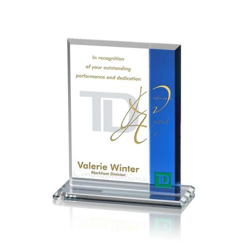 Awards and Plaques - Crystal Trophies - Moody Blue Rectangle Crystal Trophy