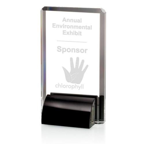 Awards and Plaques - Crystal Trophies - Barraza Black Rectangle Crystal Trophy