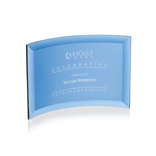 Awards and Plaques - Crystal Trophies - Carranza Blue Crescent Crystal Trophy