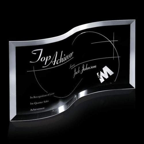 Awards and Plaques - Crystal Trophies - Hannah Crescent Crystal Trophy
