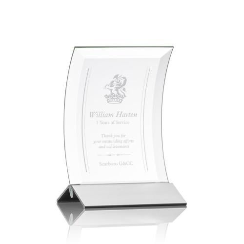 Awards and Plaques - Crystal Trophies - Zavala Silver Rectangle Crystal Trophy