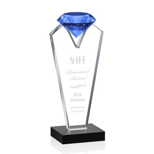 Awards and Plaques - Crystal Trophies - Leach Sapphire Crystal Trophy
