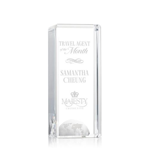 Awards and Plaques - Crystal Trophies - Waddell Globe Tower Towers Crystal Trophy