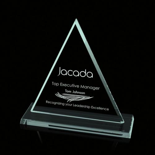 Awards and Plaques - Glass Trophies - Forrest Jade Pyramid Glass Trophy