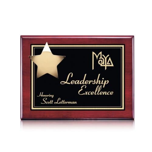 Awards and Plaques - Wall Plaque Awards - Cotton Plaque - Rosewood/Gold