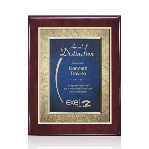 Awards and Plaques - Wall Plaque Awards - Jiang Meredith Plaque - Rosewood/Blue