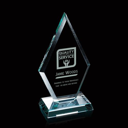 Awards and Plaques - Glass Trophies - Premier Diamond Jade Glass Trophy