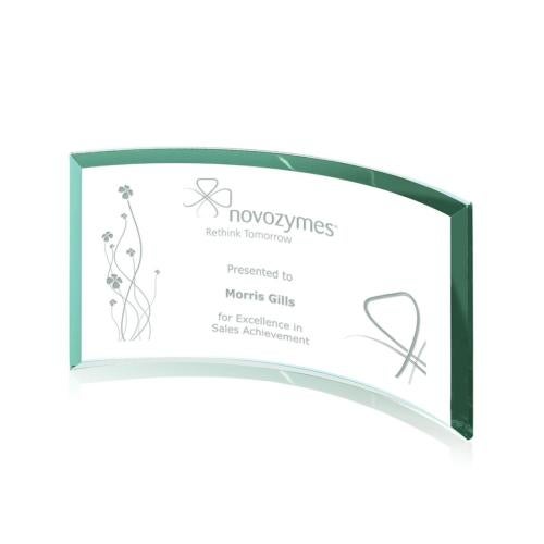Awards and Plaques - Glass Trophies - Crescent Jade Crescent Glass Trophy