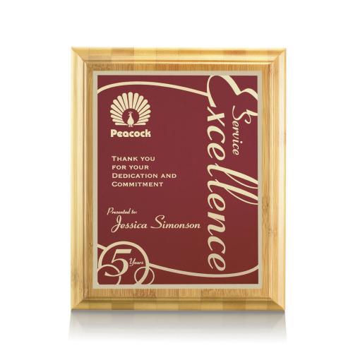 Awards and Plaques - Wall Plaque Awards - Puckett Bamboo - Red
