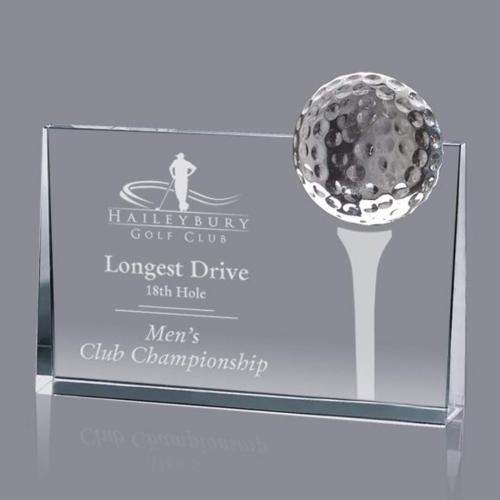 Trophies - Sports Trophies - Golf Trophies - Crystal Golf Trophies - Adair Golf Rectangle Crystal Trophy