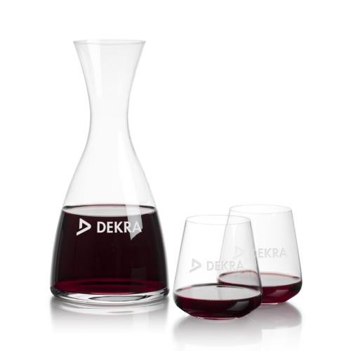 Custom Barware Glasses - Carafes - Daugherty Carafe  & Norris Stemless Wine
