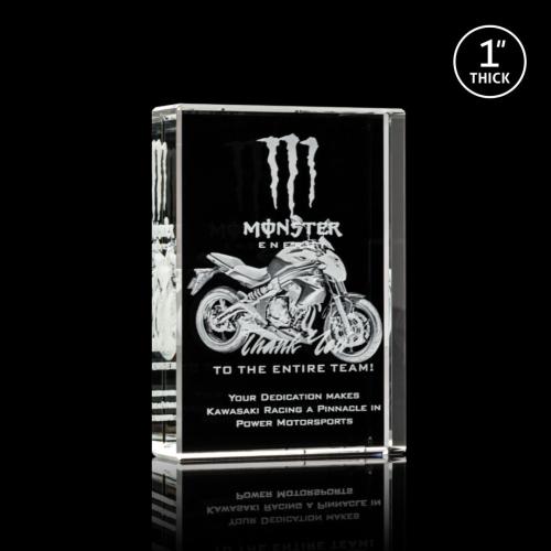 Awards and Plaques - Crystal Trophies - Schuster 3D Rectangle Crystal Trophy