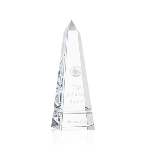 Awards and Plaques - Crystal Trophies - Groove Clear Obelisk Crystal Trophy
