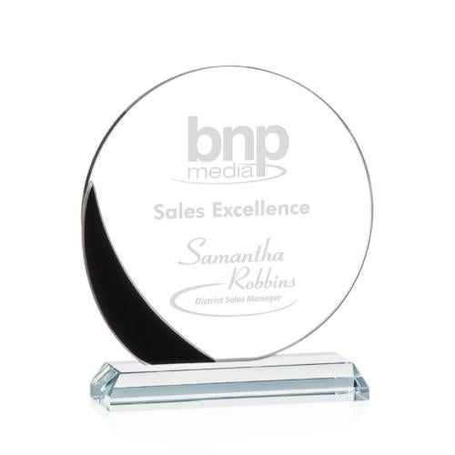 Awards and Plaques - Crystal Trophies - Farley Black Circle Crystal Trophy