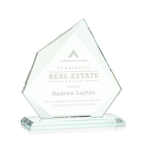 Awards and Plaques - Glass Trophies - Hoang Jade Peaks Glass Trophy