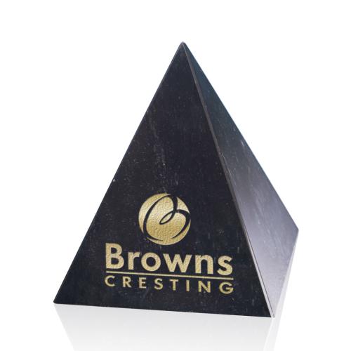 Awards and Plaques - Marble Black Pyramid Stone Trophy