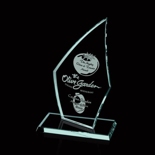 Awards and Plaques - Crystal Trophies - Curved Driscoll  Peaks Glass Trophy