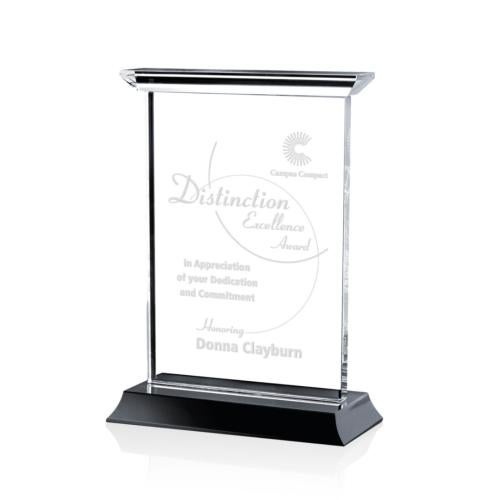 Awards and Plaques - Crystal Trophies - Isaac Black (Vertical) Rectangle Crystal Trophy