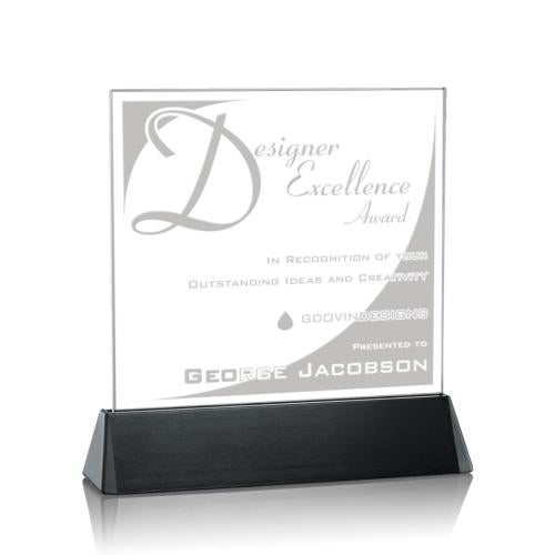 Awards and Plaques - Crystal Trophies - Holliday Square Black Square / Cube Crystal Trophy