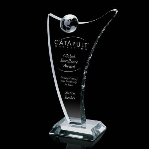 Awards and Plaques - Crystal Trophies - Putnam Globe Crystal Trophy