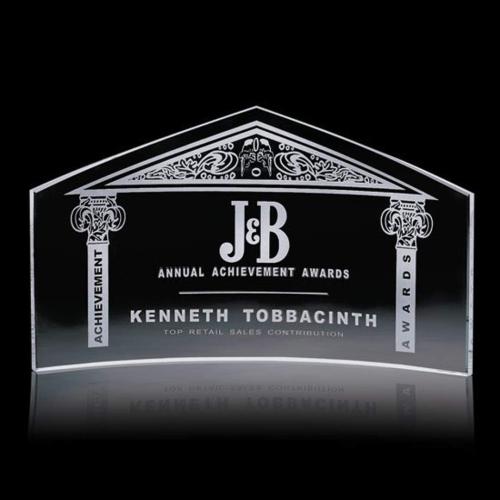 Awards and Plaques - Crystal Trophies - Elias Crescent Crystal Trophy