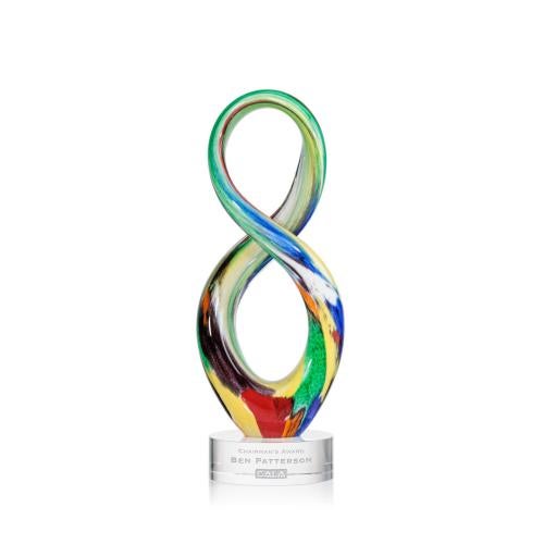 Awards and Plaques - Glass Trophies - Art Glass Trophies - Pitts on Lockwood Base Clear Unique Glass Trophy