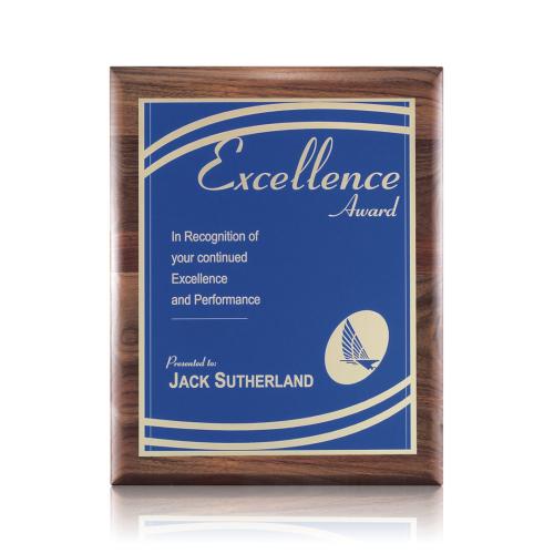 Awards and Plaques - Wall Plaque Awards - Puckett Otero - Walnut/Blue