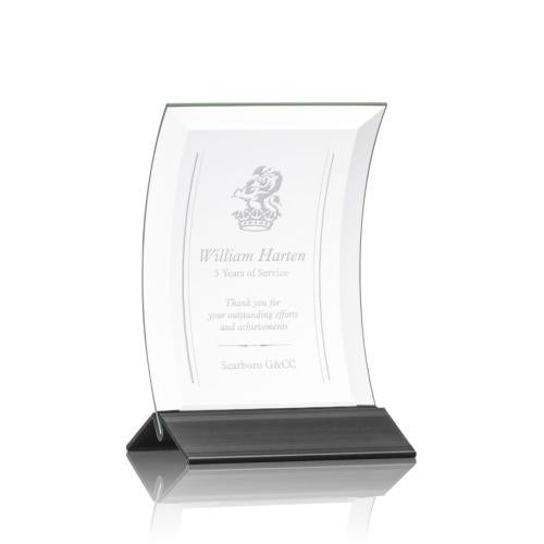Awards and Plaques - Crystal Trophies - Zavala Black Rectangle Crystal Trophy
