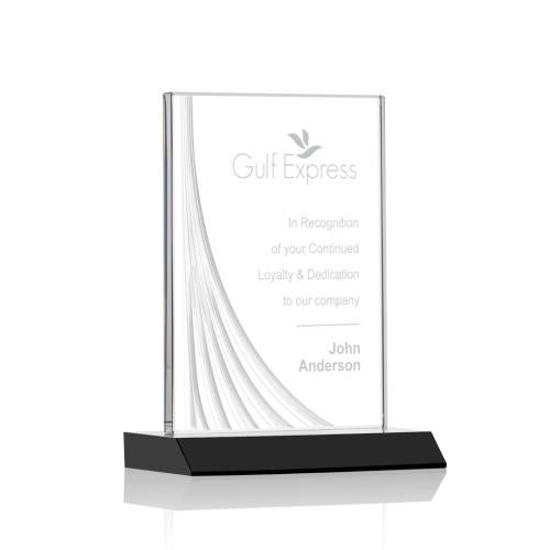 Awards and Plaques - Crystal Trophies - Goldstein Liquid™  Black Rectangle Crystal Trophy