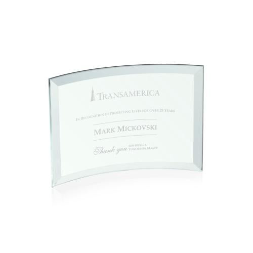 Awards and Plaques - Glass Trophies - Carranza Jade Crescent Glass Trophy
