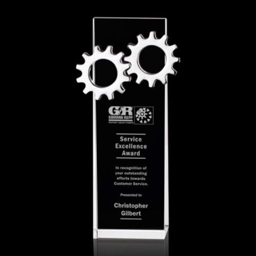 Awards and Plaques - Crystal Trophies - Ojeda Gear Rectangle Crystal Trophy