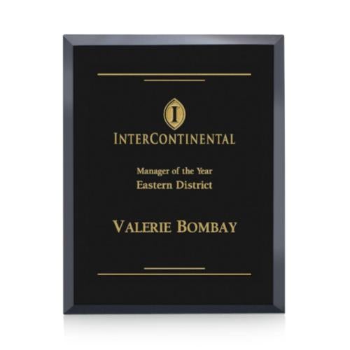 Awards and Plaques - Glass Trophies - Glass Plaques - Olson Plaque - Black